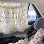Rideau de protection solaire pour vitres latrales de voiture, en coton brod, protection uv pour bbs ...