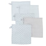 Roba lot de 5 gants de toilette bb  lil planet  25 x 25 cm - coton bio - bleu clair