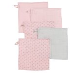 Roba lot de 5 gants de toilette bb  lil planet  25 x 25 cm - coton bio - rose / gris