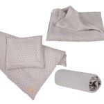 Roba coffret bb bio  lil planet  - linge de lit + drap housse + couverture - gris argent
