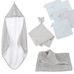 Roba coffret bb lil planet - 8 pcs - 1 cape de bain + 5 gants de toilette + 1 doudou + 1 couverture ...