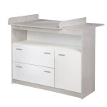 Roba commode a langer julia - 2 tiroirs + 1 porte - compartiment ouvert - bicolore Roba commode a langer julia - 2 tiroirs + 1 porte - compartiment ouvert - bicolore