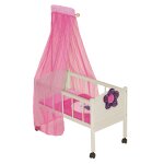 Roba lit de poupée happy fee + parure et ciel de lit roses - avec roulettes - meuble de poupée - bois ... Roba lit de poupée happy fee + parure et ciel de lit roses - avec roulettes - meuble de poupée - bois ...