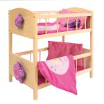 Roba lit superpos de poupe happy fee en bois naturel + 2 oreillers et 2 couvertures roses - lit double ...