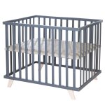 Roba parc bb 75 x 100 cm + tapis grge en cuir pu hydrofuge + pieds en bois massif bio - hauteur rglable ...