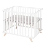 Roba parc bb 75x100 cm en htre bio + tapis de parc de protection gris  lil planet  - bois laqu blanc ...