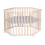 Roba parc bb cosiplay + tapis de parc  roba style  gris et 6 roulettes - htre bio naturel