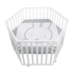 Roba parc bb hexagonal en bois miffy + tapis de parc et roulettes avec freins - base ajustable en ...