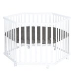 Roba parc bébé hexagonal + tapis anthracite en cuir pu hydrofuge + 6 roulettes a freins - hauteur réglable ... Roba parc bébé hexagonal + tapis anthracite en cuir pu hydrofuge + 6 roulettes a freins - hauteur réglable ...