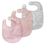 Roba set de 3 bavoirs en coton bio  lil planet  - 23x30 cm - certifi gots - rose / mauve