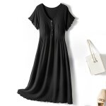 Robe d'allaitement en coton doux et lin, vtement fin, col rond, manches courtes, respirant, dcontract ...