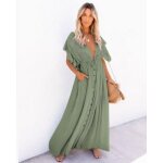 Robe d'allaitement a volants pour femme enceinte, tenue a col en v, manches courtes, couleur unie, nouvelle ... Robe d'allaitement a volants pour femme enceinte, tenue a col en v, manches courtes, couleur unie, nouvelle ...