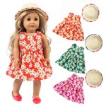 Robe avec chapeau de soleil pour garon, 18 pouces, poupe amricaine, chapeau de paille, accessoires, ...