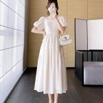 Robe d't a manches courtes pour femmes enceintes, jupe trapze, vtements de grossesse, imprim colonne ...