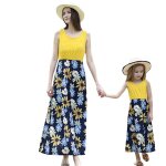 Robe maman & moi a imprim� floral, tenue assortie pour la famille, sans manches, epissure, longue, et� ...