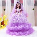 Robe de marie princesse faite a la main, longue jupe, voile, vtements de poupe, jouet de bricolage, ...
