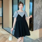 Robe de maternit d't pour femmes enceintes, couleur unie, jupe ample au genou, vtements dcontracts ...