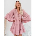 Robe de maternit a volants pour femmes enceintes, tenue plisse et dcontracte, a manches evases, ...