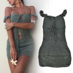 Robe de plage en crochet pour femmes, ajourée, epaules dénudées, cover up pour bikini Robe de plage en crochet pour femmes, ajourée, epaules dénudées, cover up pour bikini