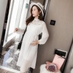Robes plisses en mousseline de soie a manches longues pour femmes enceintes, vtements de grossesse, ...