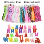 Robes de poupe avec 20 paires de chaussures, cadeau d'anniversaire pour bb fille, faciles a porter, ...