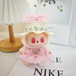 Robe de poupe labubu pour premire et deuxime gnration avec voile rose et chapeau de paille wave ...