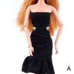 Robe de poupe noire de 30cm, tenue de princesse, faite a la main, pour bb, vtements mignons pour ...