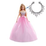 Robe de poupée verte, accessoires de mode, tenue multicolore, chemise a points ondulés, jupe a carreaux ... Robe de poupée verte, accessoires de mode, tenue multicolore, chemise a points ondulés, jupe a carreaux ...
