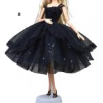 Robe de princesse de poup�e el�gante, r�sistante a l'usure, 4 couches, belle robe de mari�e pour fille, ...