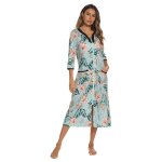 Robe pyjama a fermeture eclair pour femme, manches 3 / 4, chemise de nuit d'allaitement, robe de grossesse ...