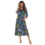Robe pyjama a fermeture eclair pour femme, manches 3 / 4, chemise de nuit d'allaitement, robe de grossesse ...