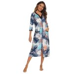 Robe pyjama a fermeture eclair pour femme, manches 3 / 4, chemise de nuit d'allaitement, robe de grossesse ...