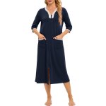 Robe pyjama a fermeture eclair pour femme, manches 3 / 4, chemise de nuit d'allaitement, robe de grossesse ...