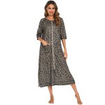 Robe pyjama a fermeture eclair pour femme, manches 3 / 4, chemise de nuit d'allaitement, robe de grossesse ...
