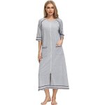 Robe pyjama a fermeture eclair pour femme, manches 3 / 4, chemise de nuit d'allaitement, robe de grossesse ...