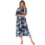 Robe pyjama a fermeture eclair pour femme, manches 3 / 4, chemise de nuit d'allaitement, robe de grossesse ...