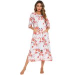 Robe pyjama a fermeture eclair pour femme, manches 3 / 4, chemise de nuit d'allaitement, robe de grossesse ...