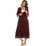 Robe pyjama a fermeture eclair pour femme, manches 3 / 4, chemise de nuit d'allaitement, robe de grossesse ...