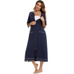 Robe pyjama a fermeture eclair pour femme, manches 3 / 4, chemise de nuit d'allaitement, robe de grossesse ...