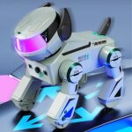 Robot chien intelligent t�l�command� avec commande vocale ia cascades et danse gris yonis