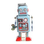 Robot m�canique vintage en fer blanc pour enfants, jouet m�canique � remonter, collection cadeau