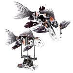 Robot shark swim fish gear power toy blocks toys 342pcs kid mobile gift, fish(black)