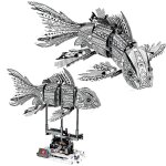 Robot shark swim fish gear power toy blocks toys 342pcs kid mobile gift, fish(gray)