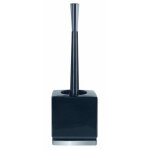 Roma porte balai wc - 18, 5x10, 8x22, 5cm - noir / argent