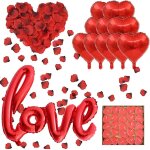 Romantic decoration set - xxl ballon love 50 bougies en forme de coeur 1000 pétales rose rouges 10 ballons ... Romantic decoration set - xxl ballon love 50 bougies en forme de coeur 1000 pétales rose rouges 10 ballons ...