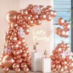 Rose gold metal balloon arch kit, 105 pieces 5 10 12 18 inch balloon garland kit, garland latex balloons ...