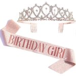 (rose) kit d'écharpe et de diadème en strass pour reine d'anniversaire - cadeaux d'anniversaire pour ... (rose) kit d'écharpe et de diadème en strass pour reine d'anniversaire - cadeaux d'anniversaire pour ...