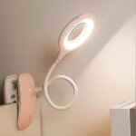 (rose) lampe de lecture a pince led a intensit variable, lampe de table pour la protection des yeux