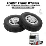 Roues avant et arrire de remorque rc avec 10 rayons, moyeux en alliage d'aluminium pour tracteur camion ...