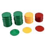 Rouge jaune vert forme ronde mini jetons de poker accessoires de jeu chanceux 69 pcs